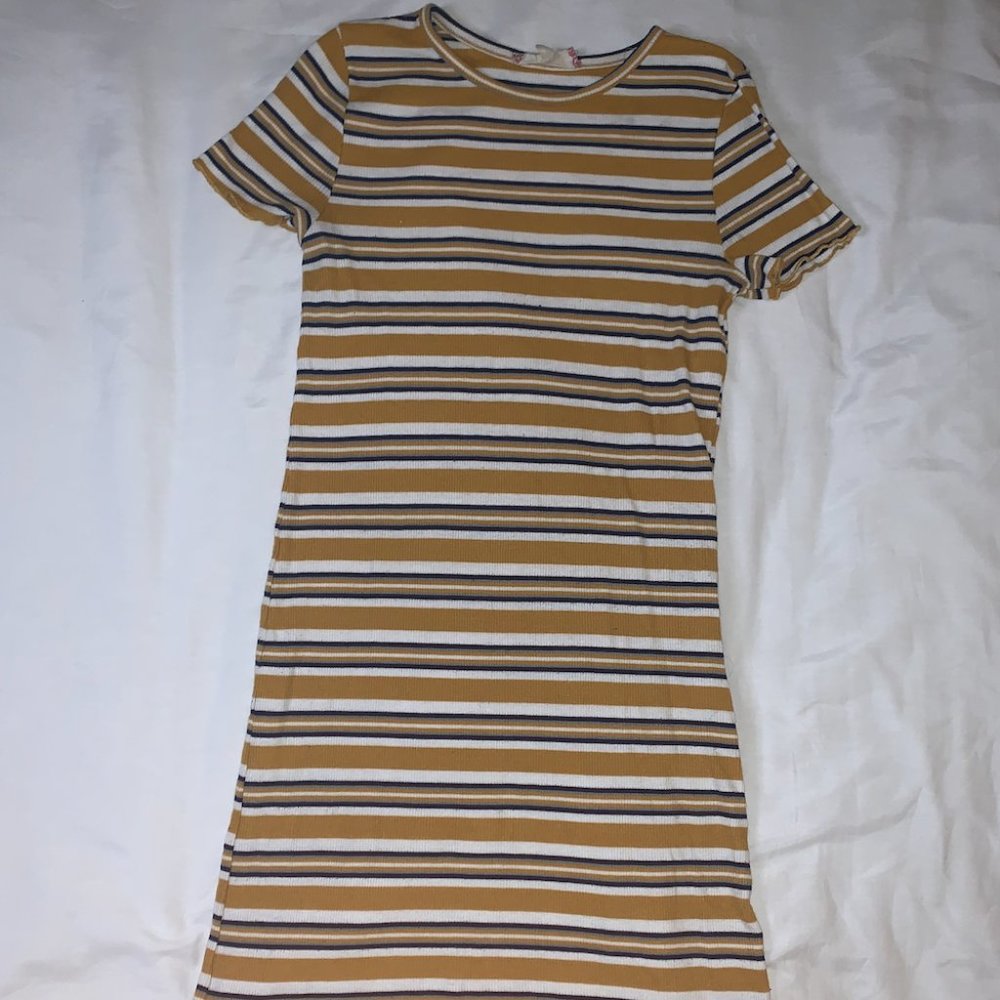 Yellow Striped Bodycon Dress